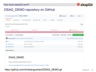 39© emineo AG
How does abapGit work?
https://github.com/christianguenter2/DSAG_DEMO.git
DSAG_DEMO repository on GitHub
 