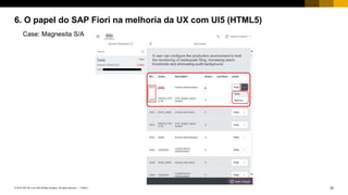32PUBLIC© 2018 SAP SE or an SAP affiliate company. All rights reserved. ǀ
6. O papel do SAP Fiori na melhoria da UX com UI5 (HTML5)
Case: Magnesita S/A
 