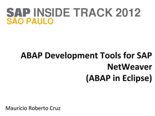ABAP Development Tools for SAP
                       NetWeaver
                  (ABAP in Eclipse)


Mauricio Roberto Cruz
 
