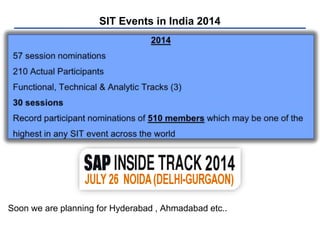 SIT Events in India 2014
Soon we are planning for Hyderabad , Ahmadabad etc..
 