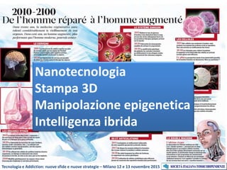 Tecnologia e Addiction: nuove sfide e nuove strategie – Milano 12 e 13 novembre 2015
Nanotecnologia
Stampa 3D
Manipolazione epigenetica
Intelligenza ibrida
 
