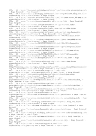 853. OK - http://sheenamai.multiply.com/links/item/2/www.site-advertising.info
- Page Created! - Page Pinged!
854. OK - http://shelaiy.multiply.com/links/item/7/httpshelai84.blog.www.site-
advertising.info - Page Created! - Page Pinged!
855. OK - http://shobinbr.multiply.com/links/item/2/httpwww.shobi_88.www.site-
advertising.info - Page Created! - Page Pinged!
856. OK - http://site.egyfox.com/www.site-advertising.info - Page Created! -
Page Pinged!
857. OK - http://siteranker.com/pt-br/addreview.aspx?url=www.site-
advertising.info - Page Created! - Page Pinged!
858. OK - http://siteranker.com/pt-br/tranktrend.aspx?url=www.site-
advertising.info - Page Created! - Page Pinged!
859. OK - http://siteranker.com/pt-br/tranktrend.aspx?url=www.$www.site-
advertising.info&period=3&size=2 - Page Created! - Page Pinged!
860. OK - http://sitetag.us/12615327921d496052e6ad533bba6b3c/$www.site-
advertising.info?
global_lang=cn&hash=12615327921d496052e6ad533bba6b3c&type=site&p=www.site-
advertising.info - Page Created! - Page Pinged!
861. OK - http://sitetag.us/12615327921d496052e6ad533bba6b3c/$www.site-
advertising.info?
global_lang=tw&hash=12615327921d496052e6ad533bba6b3c&type=site&p=www.site-
advertising.info - Page Created! - Page Pinged!
862. OK - http://sitetag.us/4ba50471a4300f1e23be0e66d5197fb9/www.site-
advertising.info - Page Created! - Page Pinged!
863. OK - http://sitetag.us/4ba50471a4300f1e23be0e66d5197fb9/www.site-
advertising.info - Page Created! - Page Pinged!
864. OK - http://sitetag.us/freegroup/www.site-advertising.info - Page
Created! - Page Pinged!
865. OK - http://sitishahirah94.multiply.com/links/item/1/www.site-
advertising.info - Page Created! - Page Pinged!
866. OK -
http://soarhighlaguna.multiply.com/journal/item/22/leaders_diaryhttpcentralone.b
log.www.site-advertising.info - Page Created! - Page Pinged!
867. OK - http://sociale.oknotizie.virgilio.it/www.site-
advertising.info/www.site-advertising.info - Page Created! - Page Pinged!
868. OK - http://sonnydapogi.multiply.com/photos/album/2/www.site-
advertising.info - Page Created! - Page Pinged!
869. OK - http://spamblockerutility.com/results.aspx?
page=1&sort=0&ct=201&search=http://www.$www.site-advertising.info/navidad_ -
Page Created! - Page Pinged!
870. OK - http://spamblockerutility.com/results.aspx?
page=1&sort=0&ct=204&search=http://www.$www.site-advertising.info/navidad_ -
Page Created! - Page Pinged!
871. OK - http://spyfoo.com/kombat/results.aspx?d1=photo.net&d2=$www.site-
advertising.info&type=organic - Page Created! - Page Pinged!
872. OK - http://spyfoo.com/kombat/results.aspx?
d1=virtualtourist.com&d2=$www.site-advertising.info&type=organic - Page Created!
- Page Pinged!
873. OK - http://sq.netlog.com/badchick4_life+www.site-advertising.info - Page
Created! - Page Pinged!
874. OK - http://st13.multiply.com/links/item/2/httpdna13.blog.www.site-
advertising.info - Page Created! - Page Pinged!
875. OK - http://swik.net/www.site-advertising.info - Page Created! - Page
Pinged!
876. OK - http://swik.net/www.$www.site-advertising.info?index - Page Created!
- Page Pinged!
877. OK - http://tabbyap28.multiply.com/links/item/8/www.site-advertising.info
- Page Created! - Page Pinged!
878. OK - http://tags.swik.net/www.site-advertising.info - Page Created! -
Page Pinged!
879. OK - http://tagwalk.com/site/www.site-advertising.info - Page Created! -
Page Pinged!
880. OK - http://tagwalk.com/site/appldnld.$www.site-
advertising.info.edgesuite.net - Page Created! - Page Pinged!
 