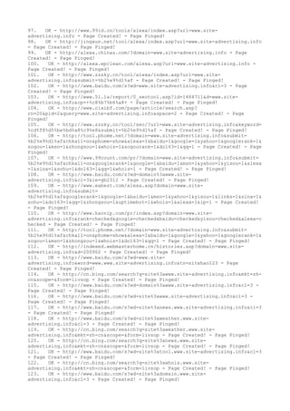 97. OK - http://www.99id.cn/tools/alexa/index.asp?url=www.site-
advertising.info - Page Created! - Page Pinged!
98. OK - http://jingxun.net/tool/alexa/index.asp?url=www.site-advertising.info
- Page Created! - Page Pinged!
99. OK - http://alexa.chinaz.com/?domain=www.site-advertising.info - Page
Created! - Page Pinged!
100. OK - http://alexa.epclean.com/alexa.asp?url=www.site-advertising.info -
Page Created! - Page Pinged!
101. OK - http://www.zzsky.cn/tool/alexa/index.asp?url=www.site-
advertising.info&submit=%b2%e9%d1%af - Page Created! - Page Pinged!
102. OK - http://www./s?wd=www.site-advertising.info&cl=3 - Page
Created! - Page Pinged!
103. OK - http://www./report/0_seotool.asp?id=1484711&d=www.site-
advertising.info&cp=+%c8%b7%b6%a8+ - Page Created! - Page Pinged!
104. OK - http://www.cixibf.com/page/article/search.asp?
rn=20&pid=2&query=www.site-advertising.info&space=2 - Page Created! - Page
Pinged!
105. OK - http://www.zzsky.cn/tool/seo/?url=www.site-advertising.info&keyword=
%cd%f8%d5%be%bd%a8%c9%e8&submit=%b2%e9%d1%af - Page Created! - Page Pinged!
106. OK - http://tool.phome.net/?domain=www.site-advertising.info&submit=
%b2%e9%d1%af&chkall=on&phome=show&alexa=1&baidu=1&google=1&yahoo=1&googlerank=1&
sogou=1&msn=1&zhongsou=1&whois=1&sogourank=1&do163=1&qq=1 - Page Created! - Page
Pinged!
107. OK - http://www.99count.com/pr/?domain=www.site-advertising.info&submit=
%b2%e9%d1%af&chkall=on&googlerank=1&google=1&baidu=1&msn=1&yahoo=1&yisou=1&alexa
=1&sina=1&sohu=1&do163=1&qq=1&whois=1 - Page Created! - Page Pinged!
108. OK - http://www./s?wd=domain%3awww.site-
advertising.info&cl=3&ie=gb2312 - Page Created! - Page Pinged!
109. OK - http://www.eabest.com/alexa.asp?domain=www.site-
advertising.info&submit=
%b2%e9%d1%af&googlerank=1&google=1&baidu=1&msn=1&yahoo=1&yisou=1&links=1&sina=1&
sohu=1&do163=1&qq=1&zhongsou=1&uptimebot=1&whois=1&alexa=1&ip=1 - Page Created!
- Page Pinged!
110. OK - http://www.haovip.com/pr/index.asp?domain=www.site-
advertising.info&rank=checked&google=checked&baidu=checked&yisou=checked&alexa=c
hecked - Page Created! - Page Pinged!
111. OK - http://tool.phome.net/?domain=www.site-advertising.info&submit=
%b2%e9%d1%af&chkall=on&phome=show&alexa=1&baidu=1&google=1&yahoo=1&googlerank=1&
sogou=1&msn=1&zhongsou=1&whois=1&do163=1&qq=1 - Page Created! - Page Pinged!
112. OK - http://indexed.webmasterhome.cn/histories.asp?domain=www.site-
advertising.info&d=200902 - Page Created! - Page Pinged!
113. OK - http://www./s?wd=www.site-
advertising.info&word=www.www.site-advertising.info&tn=sitehao123 - Page
Created! - Page Pinged!
114. OK - http://cn.bing.com/search?q=site%3awww.site-advertising.info&mkt=zh-
cn&scope=&form=livsop - Page Created! - Page Pinged!
115. OK - http://www./s?wd=domain%3awww.site-advertising.info&cl=3 -
Page Created! - Page Pinged!
116. OK - http://www./s?wd=site%3awww.site-advertising.info&cl=3 -
Page Created! - Page Pinged!
117. OK - http://www./s?wd=site%3anews.www.site-advertising.info&cl=3
- Page Created! - Page Pinged!
118. OK - http://www./s?wd=site%3aweather.www.site-
advertising.info&cl=3 - Page Created! - Page Pinged!
119. OK - http://cn.bing.com/search?q=site%3aweather.www.site-
advertising.info&mkt=zh-cn&scope=&form=livsop - Page Created! - Page Pinged!
120. OK - http://cn.bing.com/search?q=site%3anews.www.site-
advertising.info&mkt=zh-cn&scope=&form=livsop - Page Created! - Page Pinged!
121. OK - http://www./s?wd=site%3atool.www.site-advertising.info&cl=3
- Page Created! - Page Pinged!
122. OK - http://cn.bing.com/search?q=site%3awhois.www.site-
advertising.info&mkt=zh-cn&scope=&form=livsop - Page Created! - Page Pinged!
123. OK - http://www./s?wd=site%3adomain.www.site-
advertising.info&cl=3 - Page Created! - Page Pinged!
 