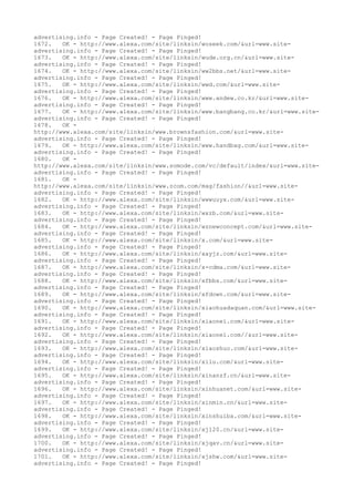 advertising.info - Page Created! - Page Pinged!
1672. OK - http://www.alexa.com/site/linksin/woseek.com/&url=www.site-
advertising.info - Page Created! - Page Pinged!
1673. OK - http://www.alexa.com/site/linksin/wude.org.cn/&url=www.site-
advertising.info - Page Created! - Page Pinged!
1674. OK - http://www.alexa.com/site/linksin/ww2bbs.net/&url=www.site-
advertising.info - Page Created! - Page Pinged!
1675. OK - http://www.alexa.com/site/linksin/wwd.com/&url=www.site-
advertising.info - Page Created! - Page Pinged!
1676. OK - http://www.alexa.com/site/linksin/www.andew.co.kr/&url=www.site-
advertising.info - Page Created! - Page Pinged!
1677. OK - http://www.alexa.com/site/linksin/www.bangbang.co.kr/&url=www.site-
advertising.info - Page Created! - Page Pinged!
1678. OK -
http://www.alexa.com/site/linksin/www.brownsfashion.com/&url=www.site-
advertising.info - Page Created! - Page Pinged!
1679. OK - http://www.alexa.com/site/linksin/www.handbag.com/&url=www.site-
advertising.info - Page Created! - Page Pinged!
1680. OK -
http://www.alexa.com/site/linksin/www.somode.com/vc/default/index/&url=www.site-
advertising.info - Page Created! - Page Pinged!
1681. OK -
http://www.alexa.com/site/linksin/www.zcom.com/mag/fashion//&url=www.site-
advertising.info - Page Created! - Page Pinged!
1682. OK - http://www.alexa.com/site/linksin/wwwuuyx.com/&url=www.site-
advertising.info - Page Created! - Page Pinged!
1683. OK - http://www.alexa.com/site/linksin/wxzb.com/&url=www.site-
advertising.info - Page Created! - Page Pinged!
1684. OK - http://www.alexa.com/site/linksin/wznewconcept.com/&url=www.site-
advertising.info - Page Created! - Page Pinged!
1685. OK - http://www.alexa.com/site/linksin/x.com/&url=www.site-
advertising.info - Page Created! - Page Pinged!
1686. OK - http://www.alexa.com/site/linksin/xayjz.com/&url=www.site-
advertising.info - Page Created! - Page Pinged!
1687. OK - http://www.alexa.com/site/linksin/x-cdma.com/&url=www.site-
advertising.info - Page Created! - Page Pinged!
1688. OK - http://www.alexa.com/site/linksin/xfbbs.com/&url=www.site-
advertising.info - Page Created! - Page Pinged!
1689. OK - http://www.alexa.com/site/linksin/xfdown.com/&url=www.site-
advertising.info - Page Created! - Page Pinged!
1690. OK - http://www.alexa.com/site/linksin/xiaohuadaquan.com/&url=www.site-
advertising.info - Page Created! - Page Pinged!
1691. OK - http://www.alexa.com/site/linksin/xiaonei.com/&url=www.site-
advertising.info - Page Created! - Page Pinged!
1692. OK - http://www.alexa.com/site/linksin/xiaonei.com//&url=www.site-
advertising.info - Page Created! - Page Pinged!
1693. OK - http://www.alexa.com/site/linksin/xiaoshuo.com/&url=www.site-
advertising.info - Page Created! - Page Pinged!
1694. OK - http://www.alexa.com/site/linksin/xilu.com/&url=www.site-
advertising.info - Page Created! - Page Pinged!
1695. OK - http://www.alexa.com/site/linksin/xinanzf.cn/&url=www.site-
advertising.info - Page Created! - Page Pinged!
1696. OK - http://www.alexa.com/site/linksin/xinhuanet.com/&url=www.site-
advertising.info - Page Created! - Page Pinged!
1697. OK - http://www.alexa.com/site/linksin/xinmin.cn/&url=www.site-
advertising.info - Page Created! - Page Pinged!
1698. OK - http://www.alexa.com/site/linksin/xinshuiba.com/&url=www.site-
advertising.info - Page Created! - Page Pinged!
1699. OK - http://www.alexa.com/site/linksin/xj120.cn/&url=www.site-
advertising.info - Page Created! - Page Pinged!
1700. OK - http://www.alexa.com/site/linksin/xjqav.cn/&url=www.site-
advertising.info - Page Created! - Page Pinged!
1701. OK - http://www.alexa.com/site/linksin/xjshw.com/&url=www.site-
advertising.info - Page Created! - Page Pinged!
 