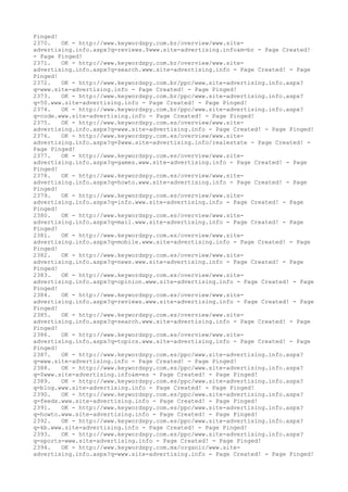 Pinged!
2370. OK - http://www.keywordspy.com.br/overview/www.site-
advertising.info.aspx?q=reviews.$www.site-advertising.info&m=br - Page Created!
- Page Pinged!
2371. OK - http://www.keywordspy.com.br/overview/www.site-
advertising.info.aspx?q=search.www.site-advertising.info - Page Created! - Page
Pinged!
2372. OK - http://www.keywordspy.com.br/ppc/www.site-advertising.info.aspx?
q=www.site-advertising.info - Page Created! - Page Pinged!
2373. OK - http://www.keywordspy.com.br/ppc/www.site-advertising.info.aspx?
q=50.www.site-advertising.info - Page Created! - Page Pinged!
2374. OK - http://www.keywordspy.com.br/ppc/www.site-advertising.info.aspx?
q=code.www.site-advertising.info - Page Created! - Page Pinged!
2375. OK - http://www.keywordspy.com.es/overview/www.site-
advertising.info.aspx?q=www.site-advertising.info - Page Created! - Page Pinged!
2376. OK - http://www.keywordspy.com.es/overview/www.site-
advertising.info.aspx?q=$www.site-advertising.info/realestate - Page Created! -
Page Pinged!
2377. OK - http://www.keywordspy.com.es/overview/www.site-
advertising.info.aspx?q=games.www.site-advertising.info - Page Created! - Page
Pinged!
2378. OK - http://www.keywordspy.com.es/overview/www.site-
advertising.info.aspx?q=howto.www.site-advertising.info - Page Created! - Page
Pinged!
2379. OK - http://www.keywordspy.com.es/overview/www.site-
advertising.info.aspx?q=info.www.site-advertising.info - Page Created! - Page
Pinged!
2380. OK - http://www.keywordspy.com.es/overview/www.site-
advertising.info.aspx?q=mail.www.site-advertising.info - Page Created! - Page
Pinged!
2381. OK - http://www.keywordspy.com.es/overview/www.site-
advertising.info.aspx?q=mobile.www.site-advertising.info - Page Created! - Page
Pinged!
2382. OK - http://www.keywordspy.com.es/overview/www.site-
advertising.info.aspx?q=news.www.site-advertising.info - Page Created! - Page
Pinged!
2383. OK - http://www.keywordspy.com.es/overview/www.site-
advertising.info.aspx?q=opinion.www.site-advertising.info - Page Created! - Page
Pinged!
2384. OK - http://www.keywordspy.com.es/overview/www.site-
advertising.info.aspx?q=reviews.www.site-advertising.info - Page Created! - Page
Pinged!
2385. OK - http://www.keywordspy.com.es/overview/www.site-
advertising.info.aspx?q=search.www.site-advertising.info - Page Created! - Page
Pinged!
2386. OK - http://www.keywordspy.com.es/overview/www.site-
advertising.info.aspx?q=topics.www.site-advertising.info - Page Created! - Page
Pinged!
2387. OK - http://www.keywordspy.com.es/ppc/www.site-advertising.info.aspx?
q=www.site-advertising.info - Page Created! - Page Pinged!
2388. OK - http://www.keywordspy.com.es/ppc/www.site-advertising.info.aspx?
q=$www.site-advertising.info&m=es - Page Created! - Page Pinged!
2389. OK - http://www.keywordspy.com.es/ppc/www.site-advertising.info.aspx?
q=blog.www.site-advertising.info - Page Created! - Page Pinged!
2390. OK - http://www.keywordspy.com.es/ppc/www.site-advertising.info.aspx?
q=feeds.www.site-advertising.info - Page Created! - Page Pinged!
2391. OK - http://www.keywordspy.com.es/ppc/www.site-advertising.info.aspx?
q=howto.www.site-advertising.info - Page Created! - Page Pinged!
2392. OK - http://www.keywordspy.com.es/ppc/www.site-advertising.info.aspx?
q=kb.www.site-advertising.info - Page Created! - Page Pinged!
2393. OK - http://www.keywordspy.com.es/ppc/www.site-advertising.info.aspx?
q=sports-www.site-advertising.info - Page Created! - Page Pinged!
2394. OK - http://www.keywordspy.com.mx/organic/www.site-
advertising.info.aspx?q=www.site-advertising.info - Page Created! - Page Pinged!
 