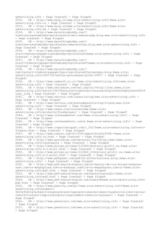 advertising.info - Page Created! - Page Pinged!
2532. OK - http://www.myip.cn/www.site-advertising.info/$www.site-
advertising.info.cn - Page Created! - Page Pinged!
2533. OK - http://www.myip.cn/www.site-advertising.info/$www.site-
advertising.info.mx - Page Created! - Page Pinged!
2534. OK - http://www.mytalkingbuddy.com/?
simsites=y&showbuddy=&q=related:alumni-smansa-pkp.blog.www.site-advertising.info
- Page Created! - Page Pinged!
2535. OK - http://www.mytalkingbuddy.com/?
simsites=y&showbuddy=&q=related:immanueltoha.blog.www.site-advertising.info -
Page Created! - Page Pinged!
2536. OK - http://www.mytalkingbuddy.com/?
start=0&more=y&page=1&showbuddy=&q=related%3awww.site-advertising.info - Page
Created! - Page Pinged!
2537. OK - http://www.mytalkingbuddy.com/?
start=10&more=y&page=2&showbuddy=&q=related%3awww.site-advertising.info - Page
Created! - Page Pinged!
2538. OK - http://www.mytalkingbuddy.com/?
tab=2&start=10&more=y&page=2&pro=&q=related%3alowongan.blog.$www.site-
advertising.info/2007/05/daftar-perusahaan-pjtki-2007/ - Page Created! - Page
Pinged!
2539. OK - http://www.names20.co.cc/?www.site-advertising.info=www.site-
advertising.info - Page Created! - Page Pinged!
2540. OK - http://www.netcomune.com/ext.asp?url=http://one.$www.site-
advertising.info/watch/336728&source=video&vgc=rss&usg=afqjcnhsnn2wq6ajhxkvef0i9
lxql_jo3q - Page Created! - Page Pinged!
2541. OK - http://www.netvouz.com/lazworld/tag/www.site-advertising.info -
Page Created! - Page Pinged!
2542. OK - http://www.netvouz.com/poetadepalavra/tag/tripod.www.site-
advertising.info - Page Created! - Page Pinged!
2543. OK - http://www.newsu.org/courses/www.$www.site-
advertising.info/products/flashplayer/ - Page Created! - Page Pinged!
2544. OK - http://www.onthesamehost.com/$www.site-advertising.info/ - Page
Created! - Page Pinged!
2545. OK - http://www.onthesamehost.com/w.$www.site-advertising.info/ - Page
Created! - Page Pinged!
2546. OK - http://www.organicbouquet.com/i_531/$www.site-advertising.info-eco-
flowers.html - Page Created! - Page Pinged!
2547. OK - http://www.ospinc.com/d/19720/apple/http%c5%98--$www.site-
advertising.info.cn.html - Page Created! - Page Pinged!
2548. OK - http://www.partnerup.com/external/?url=http:/www.$www.site-
advertising.info/cyndigayle - Page Created! - Page Pinged!
2549. OK - http://www.pctips.pl/news/112660/dostosuj.profil.na.$www.site-
advertising.info.w.5.minut.html - Page Created! - Page Pinged!
2550. OK - http://www.pctips.pl/news/112660_2/dostosuj.profil.na.$www.site-
advertising.info.w.5.minut.html - Page Created! - Page Pinged!
2551. OK - http://www.pdfqueen.com/pdf/di/differ2success.blog.$www.site-
advertising.info/ - Page Created! - Page Pinged!
2552. OK - http://www.pdf-search-engine.com/el-manjar-de-los-dioses-mckenna-
and-.com-or-megaupload.com-or-badongo.comfile-or-megashares.com-or-$www.site-
advertising.info-pdf.html - Page Created! - Page Pinged!
2553. OK - http://www.pdf-search-engine.com/mastering-audio-$www.site-
advertising.info-pdf.html - Page Created! - Page Pinged!
2554. OK - http://www.pdf-search-engine.com/subejo@$www.site-advertising.info-
pdf.html - Page Created! - Page Pinged!
2555. OK - http://www.pdscity.com/pr/?www.site-advertising.info=$www.site-
advertising.info&submit=
%b2%e9%d1%af&chkall=on&googlerank=1&google=1&baidu=1&msn=1&yahoo=1&links=1&sina=
1&do163=1&sohu=1&qq=1&zhongsou=1&uptimebot=1&whois=1&alexa=1 - Page Created! -
Page Pinged!
2556. OK - http://www.peekstats.com/www.site-advertising.info - Page Created!
- Page Pinged!
2557. OK - http://www.peekstats.com/www.site-advertising.info - Page Created!
- Page Pinged!
 