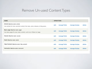 Remove Un-used ContentTypes
 