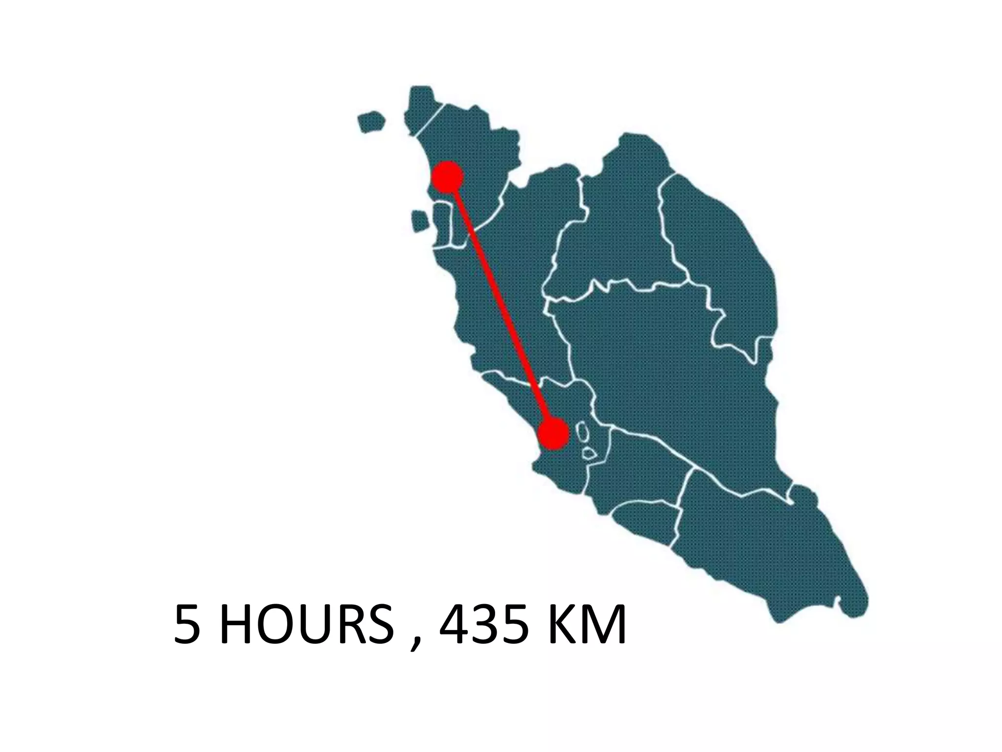 5 HOURS , 435 KM
 