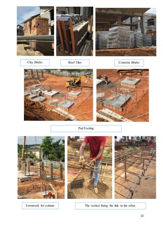 12
Clay Bricks Concrete BricksRoof Tiles
Pad Footing
Formwork for column The worker fixing the link to the rebar.
 