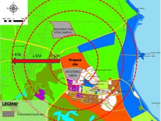 RESEARVE FOR UTM CAMPUS 1 KM1 KM2 KMPropose siteHOUSING AREALEGENDCommited land use