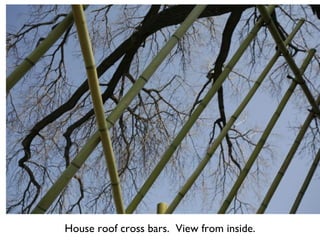House roof cross bars.  View from inside. 