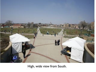 High, wide view from South.  