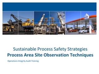 Sustainable Process Safety Strategies
Process Area Site Observation Techniques
Operations Integrity Audit Training
 