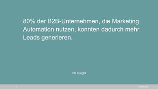 SiteBoosters6
80% der B2B-Unternehmen, die Marketing
Automation nutzen, konnten dadurch mehr
Leads generieren.
VB Insight
 