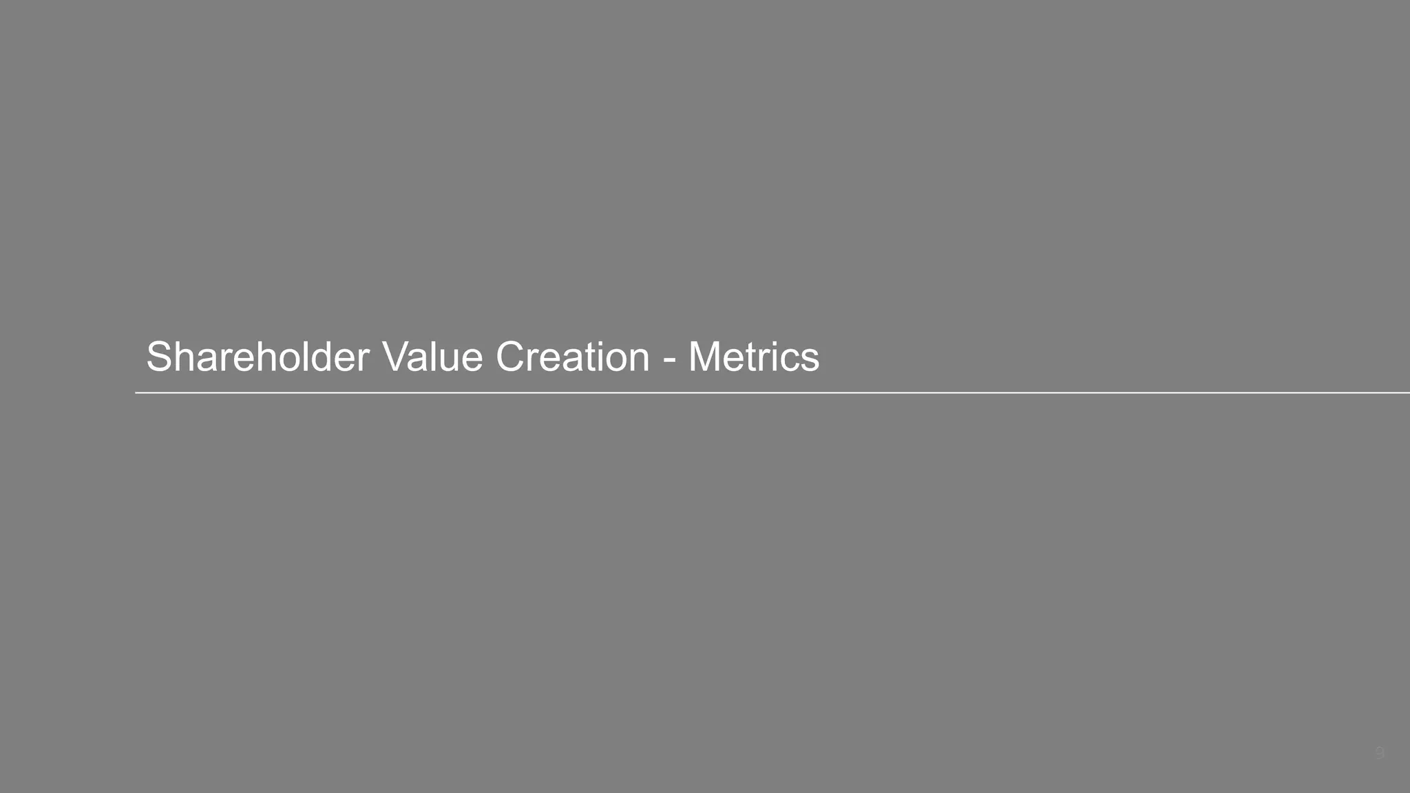 9
Shareholder Value Creation - Metrics
 