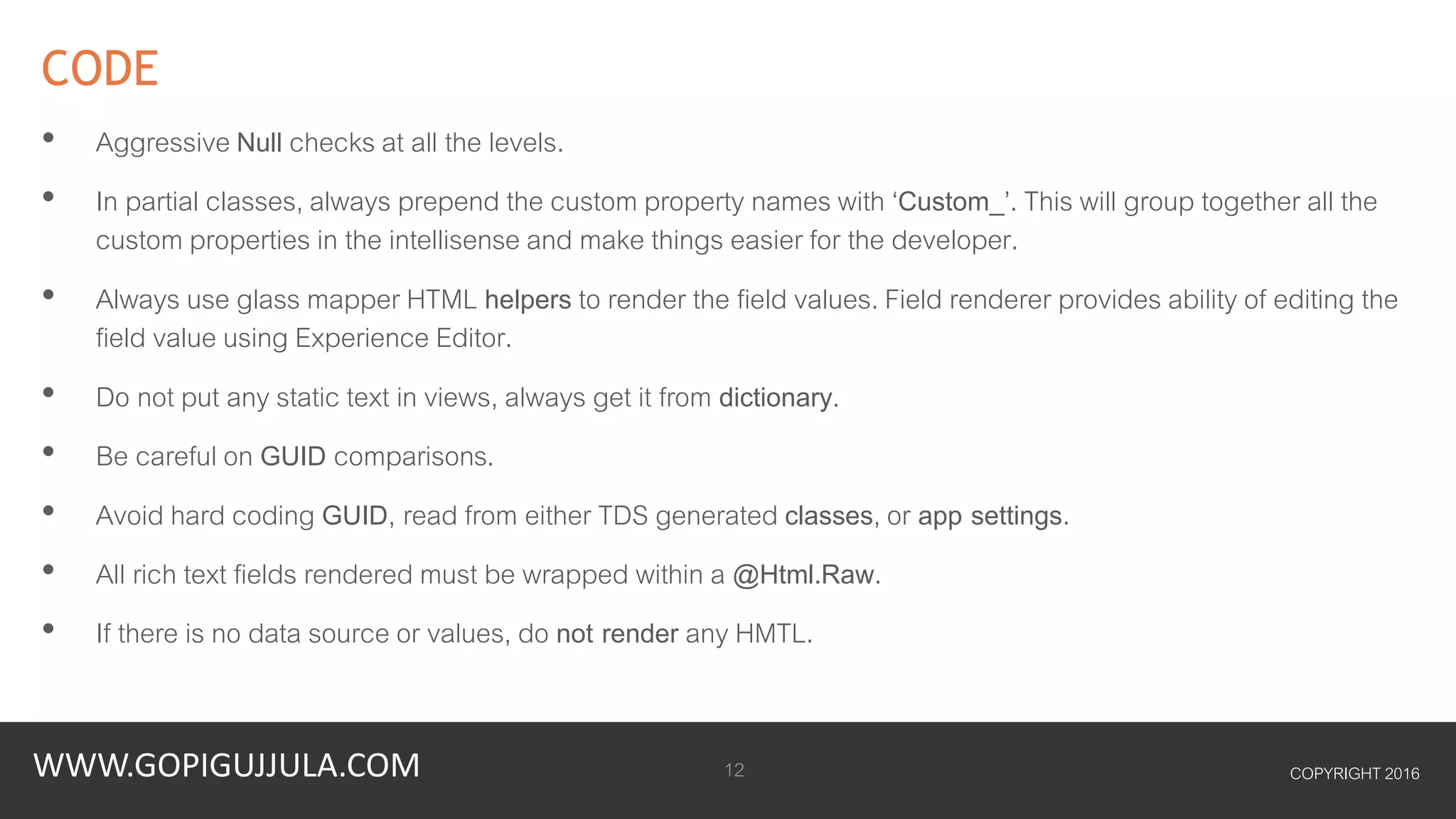Sitecore code review checklist | PPT
