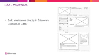 SXA – Wireframes
• Build wireframes directly in Sitecore’s
Experience Editor
 