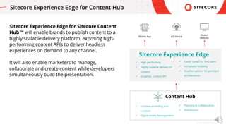 © 2021 Sitecore Corporation A/S.
Sitecore Experience Edge for Content Hub
Sitecore Experience Edge for Sitecore Content
Hu...
