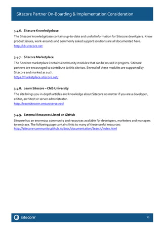 Sitecore Technical Considerations & Partner Onboarding | PDF