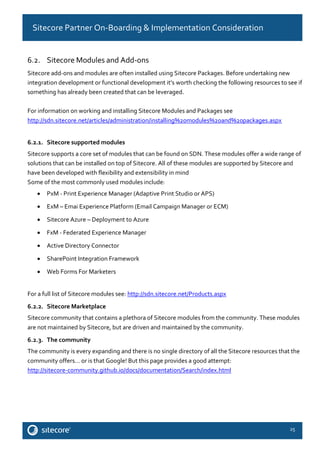 Sitecore Technical Considerations & Partner Onboarding | PDF