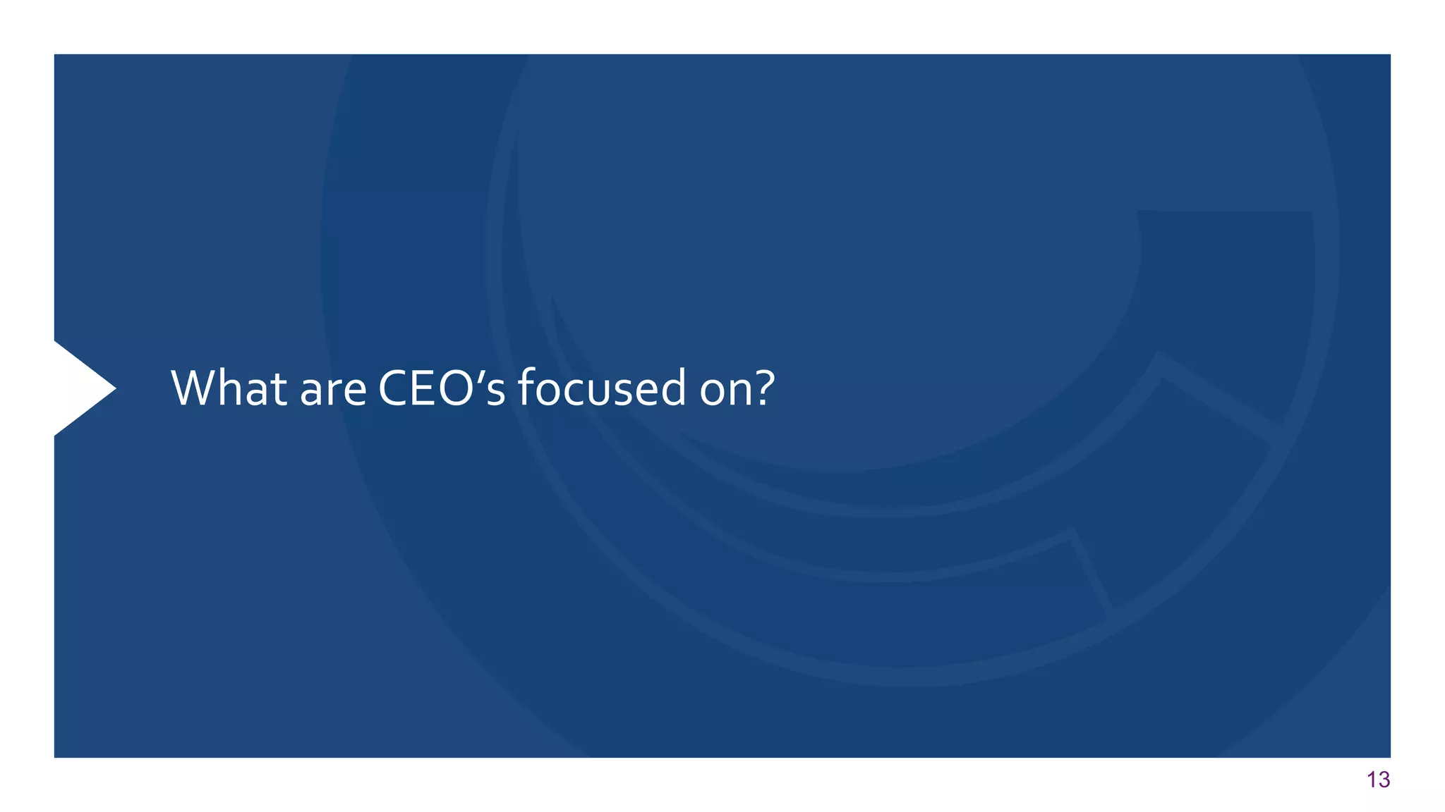 13 
What are CEO’s focused on?  