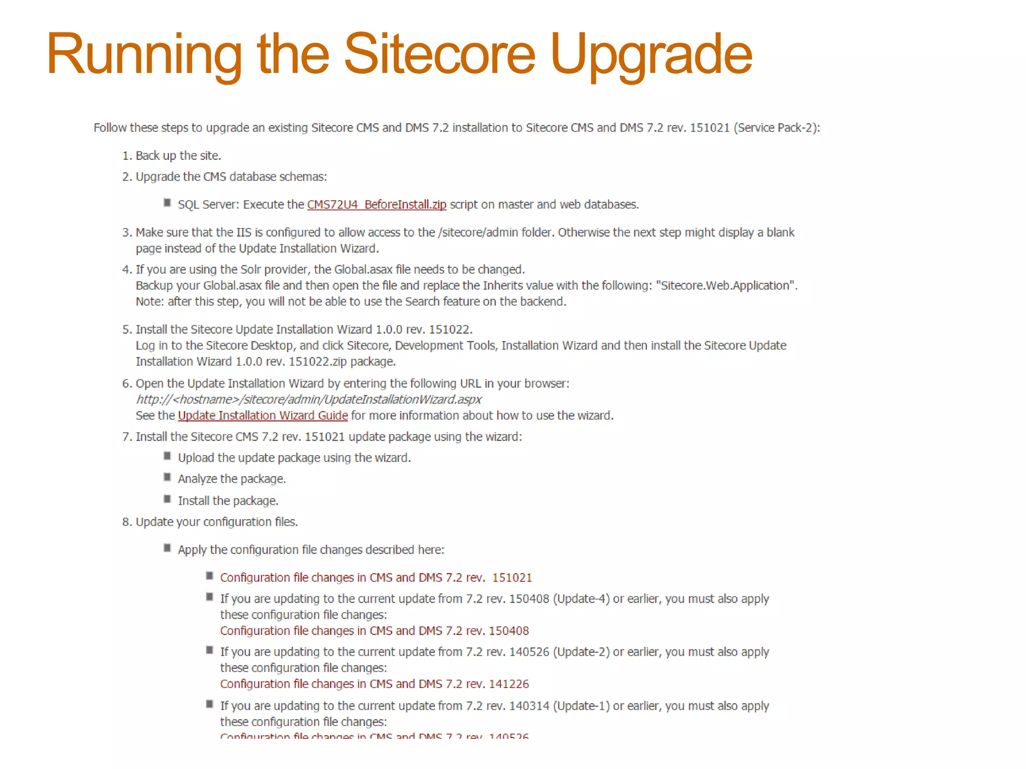 Running the Sitecore Upgrade
 