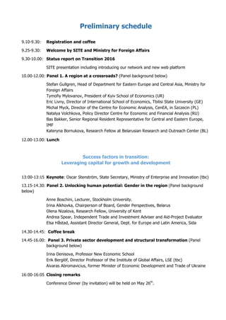 Anne	Boschini,	Associate	Professor,	Stockholm	University	
	 Irina	Alkhovka,	Chairperson	of	Board,	Gender	Perspectives,	Bel...