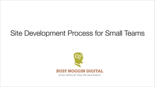 Site Development Process for Small Teams
BUSY NOGGIN DIGITAL
serious websites for those who mean business
 