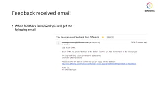 Feedback received email
• When feedback is received you will get the
following email
 