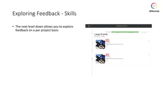 Exploring Feedback - Skills
• The next level down allows you to explore
feedback on a per project basis
 