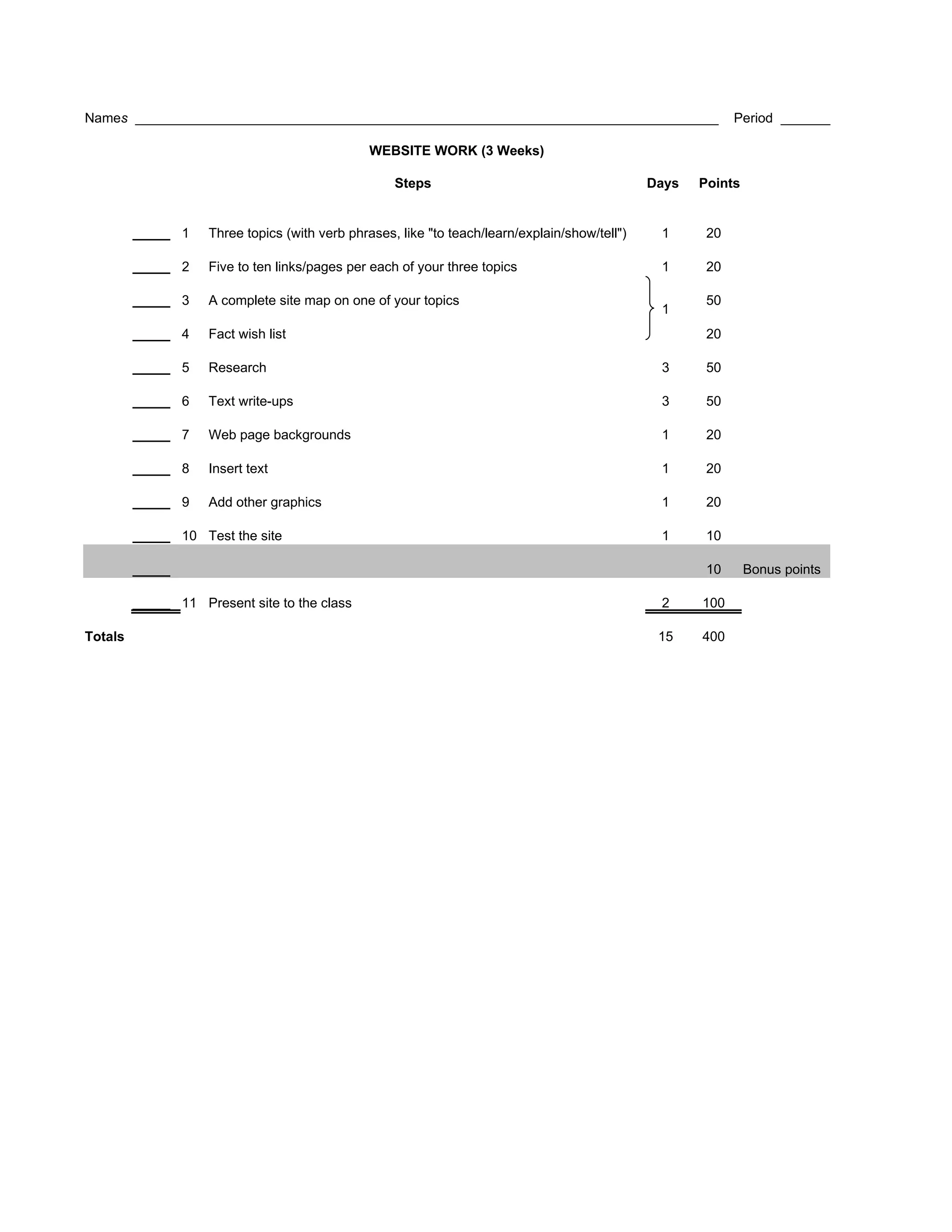 Site grading criteria | XLS