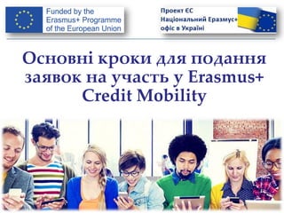 Основні кроки для подання
заявок на участь у Erasmus+
Credit Mobility
 