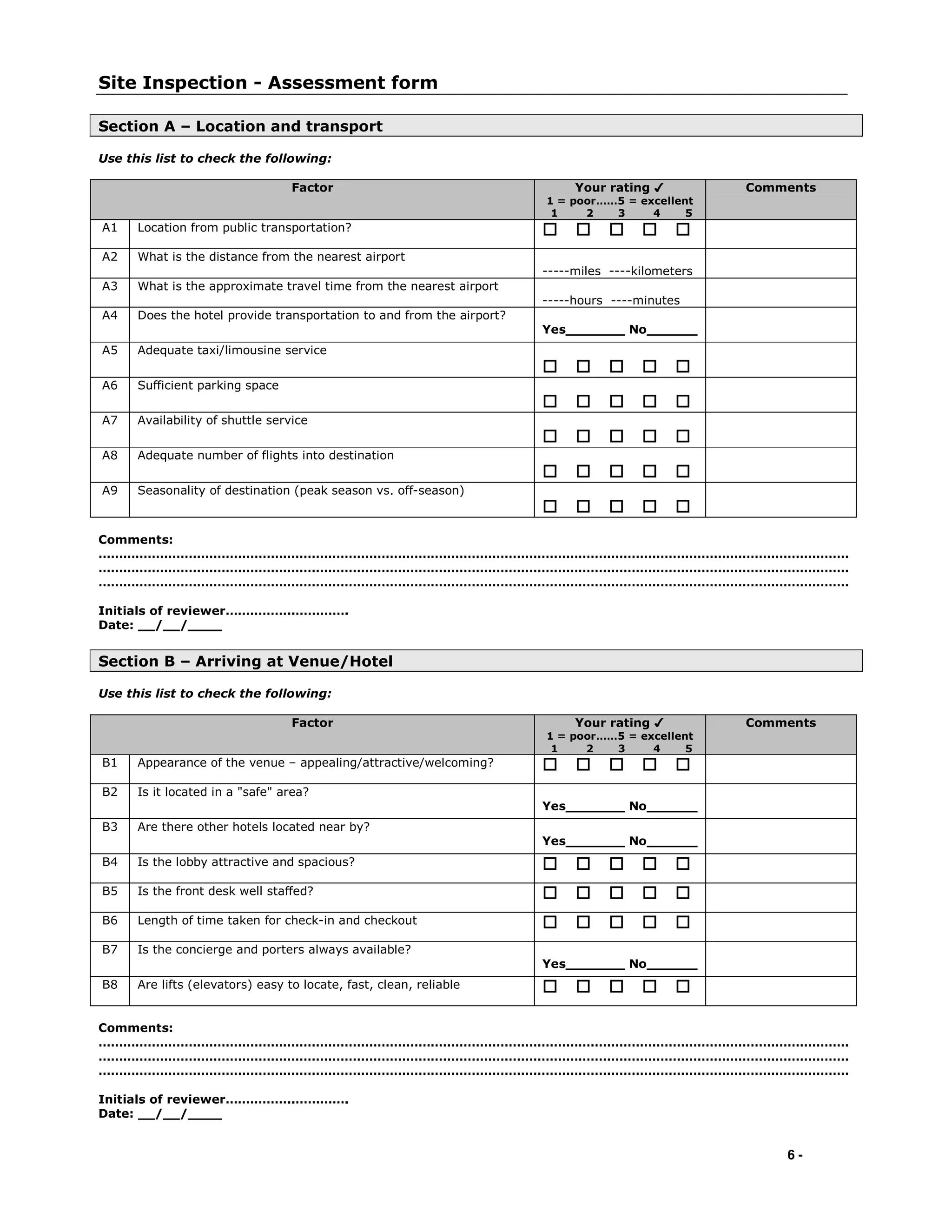 Guide to Site Inspections & Familiarization Trips | PDF