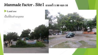 Manmade Factor : Site1 ลาดพร้าว 80 แยก 10 
Land use 
เป็นที่ดินส่วนบุคคล 
 