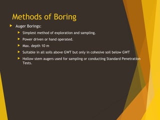 Test Boring Method Geological Site Investigation Methods | PPT