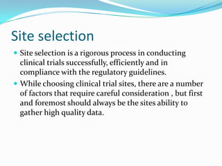 Site & investigator selection | PPTX