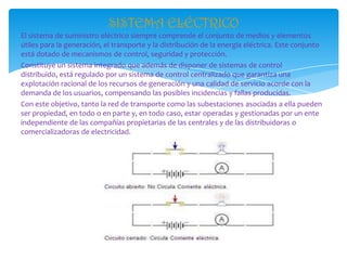 El sistema de suministro eléctrico siempre comprende el conjunto de medios y elementos
útiles para la generación, el trans...