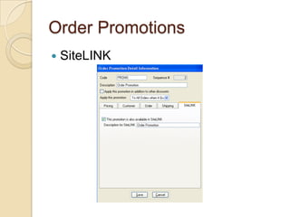 Order Promotions	SiteLINK