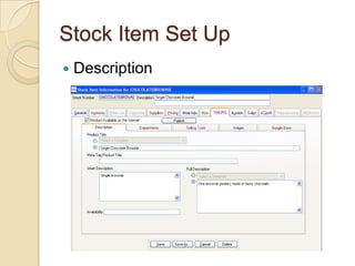 Stock Item Set UpDescription