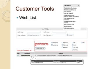 Customer ToolsWish List 