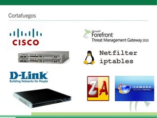 Cortafuegos
Netfilter 
iptables
 
