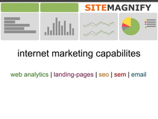 internet marketing capabilites web analytics  |  landing-pages  |  seo  |  sem  |  email 