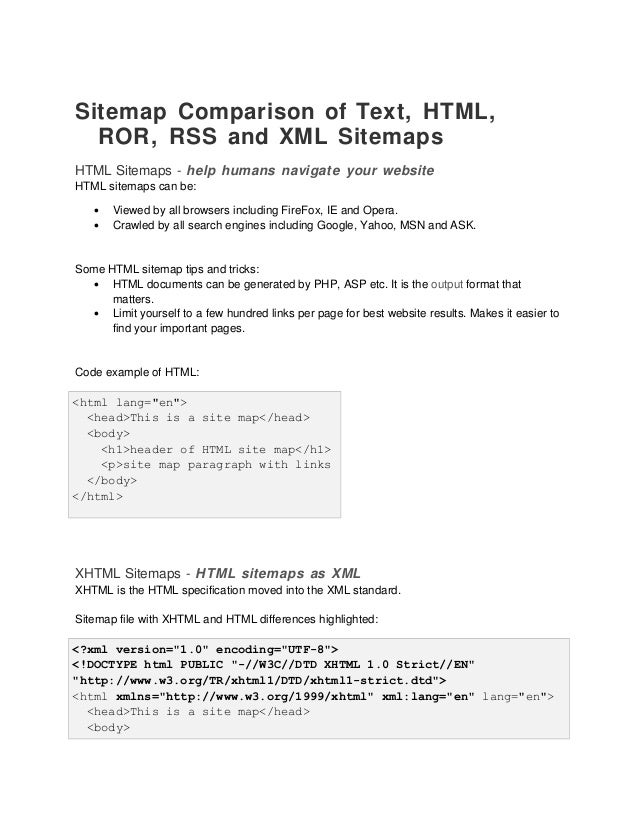 sitemap comparison