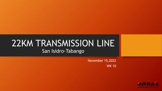 22KM TRANSMISSION LINE
San Isidro-Tabango
November 15,2022
WK 10
 