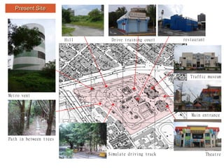 Present Site




                        Hill    Drive training court    restaurant




                                                           Traffic museum



Metro vent



                                                           Main entrance




Path in between trees


                               Simulate driving track                Theatre
 