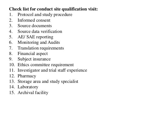 clinical trial site qualification visit