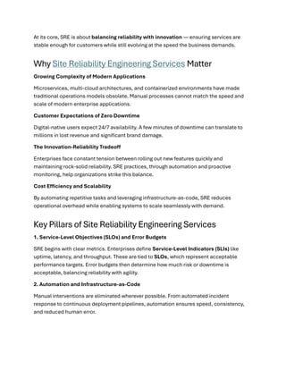Site Reliability Engineering Services: Building Resilient, Scalable ...