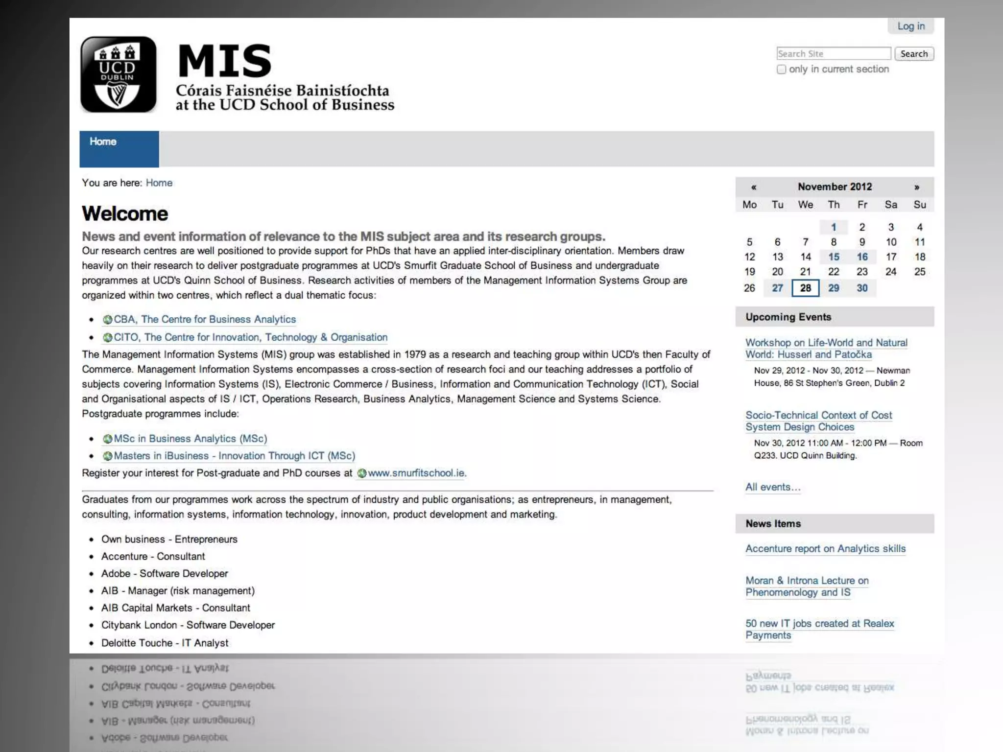 UCD MIS Site report 2012