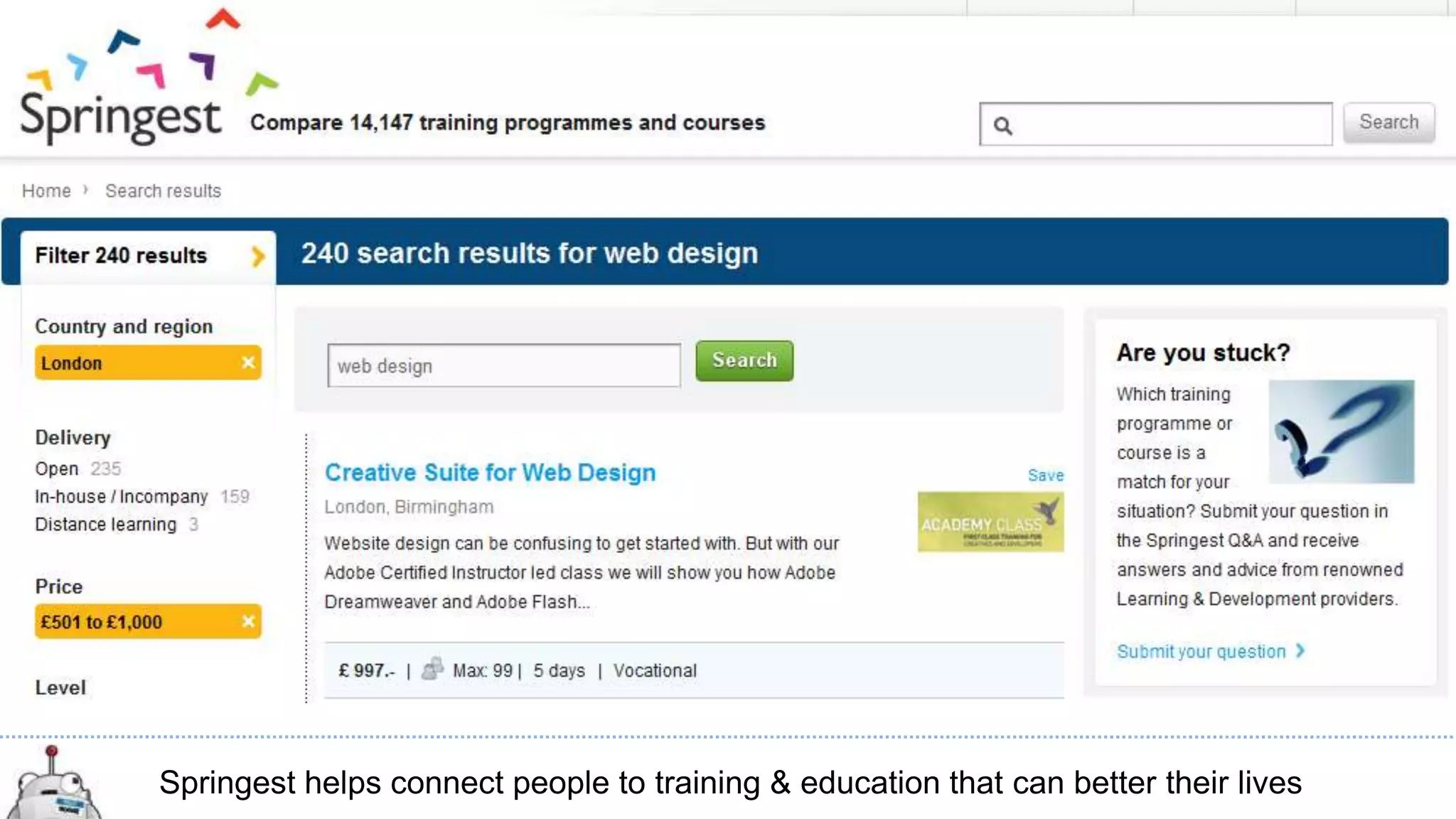 Springest helps connect people to training & education that can better their lives
 