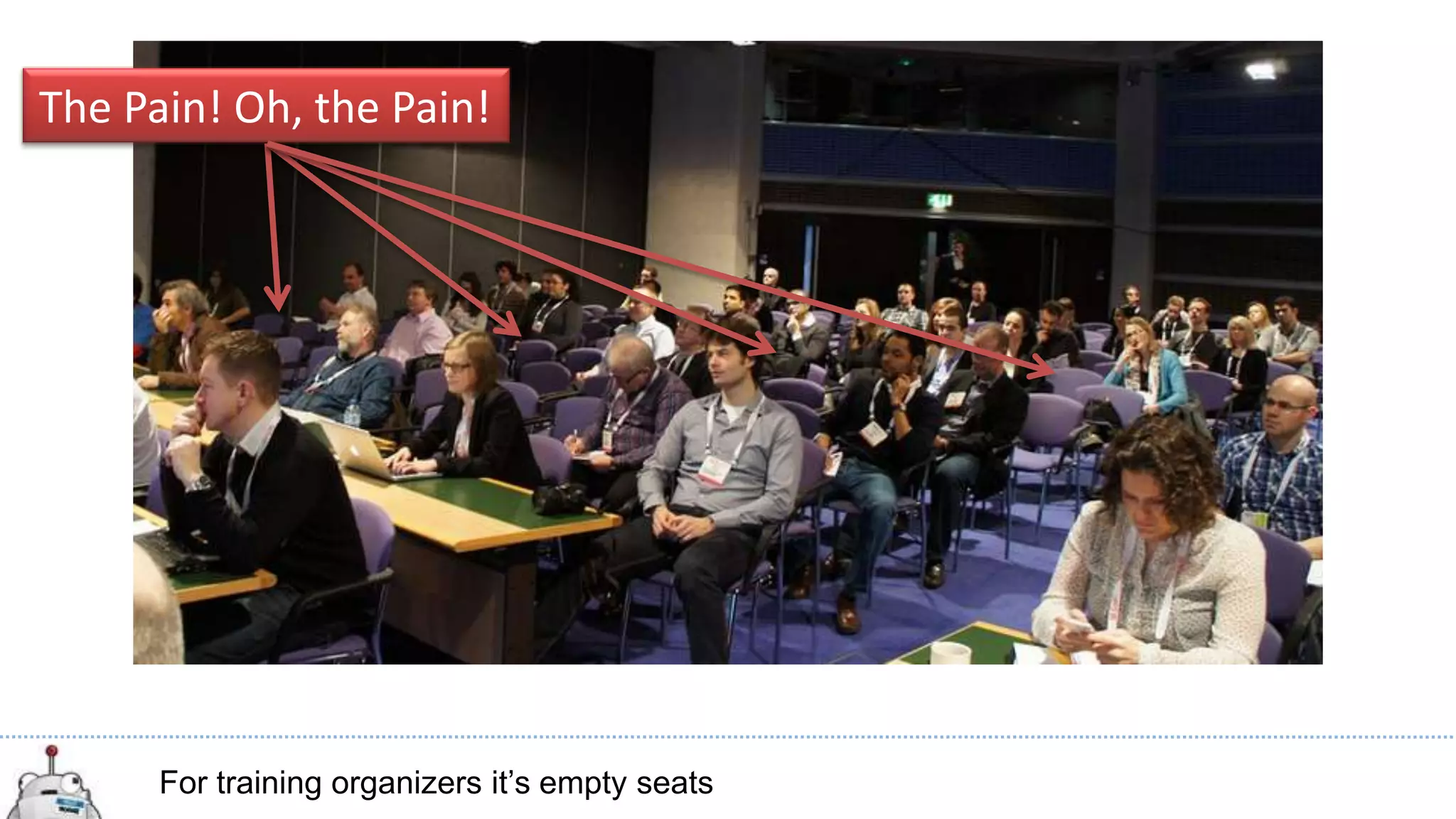 The Pain! Oh, the Pain!




      For training organizers it’s empty seats
 